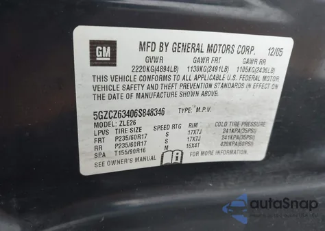 2006 Saturn Vue V6 из США, поврежденный, VIN 5GZCZ63406S848346